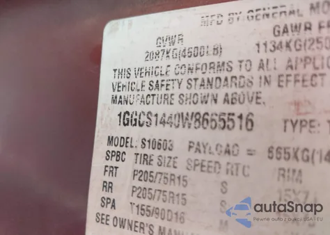 1998 Isuzu Hombre S from USA, damaged, VIN 1GGCS1440W8665516